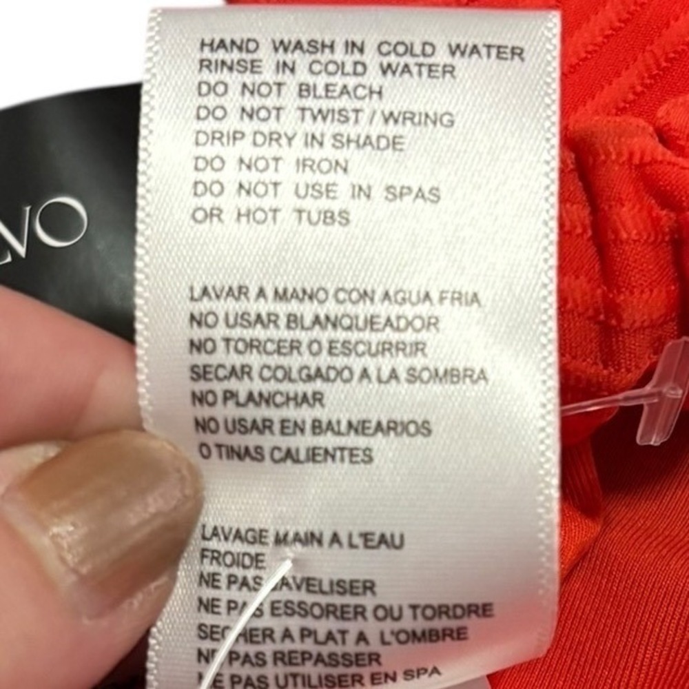 Carmen Marc Valvo One‎ Shoulder Swimsuit Textured Papaya Orange Size 8 NWT - Picture 5 of 9